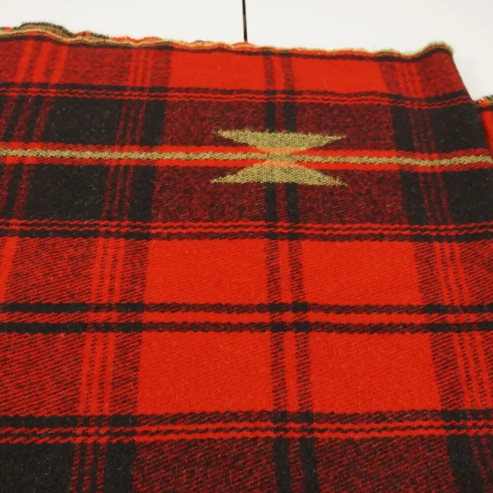 Pottery Barn 50 in x 50 in Red Black Tartan Plaid Fringe Throw Blanket